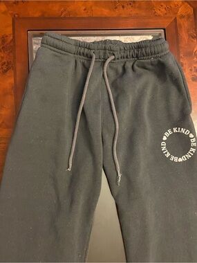 Dark Gray/Black 'Be Kind' Graphic Sweat pants Jogger Bottoms